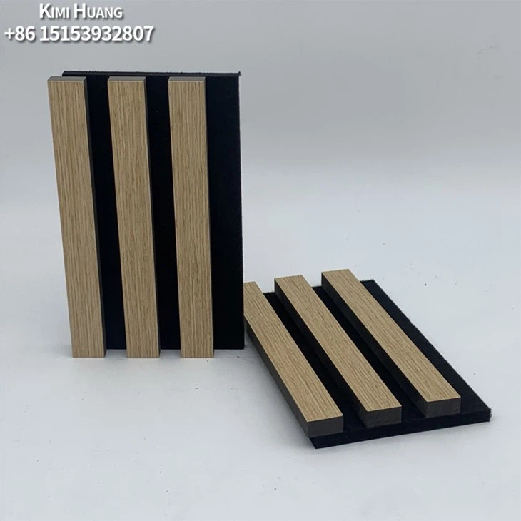 Acoustic MDF Slatted Wall Panelings Home Interior